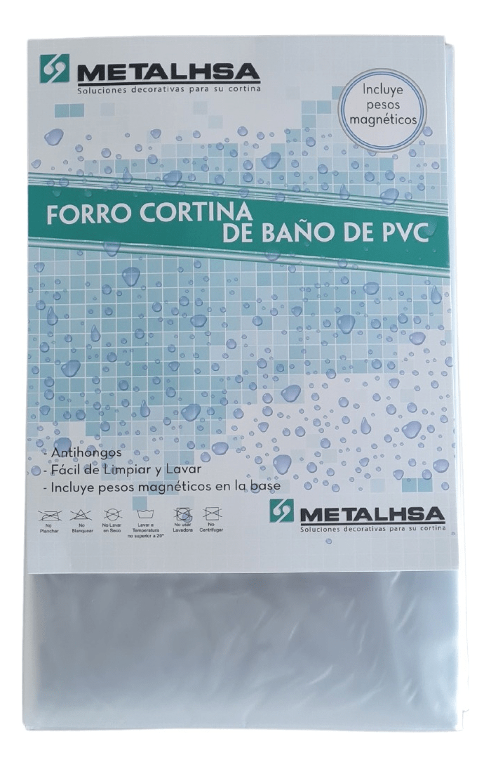 FORRO CORTINA BAÑO PVC TRANSP C/IMAN METALHSA 0