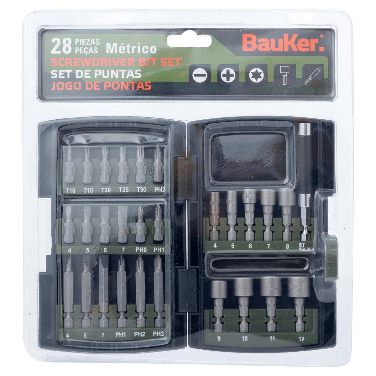 SET DE PUNTAS Y DADOS BAUKER 28PZS3