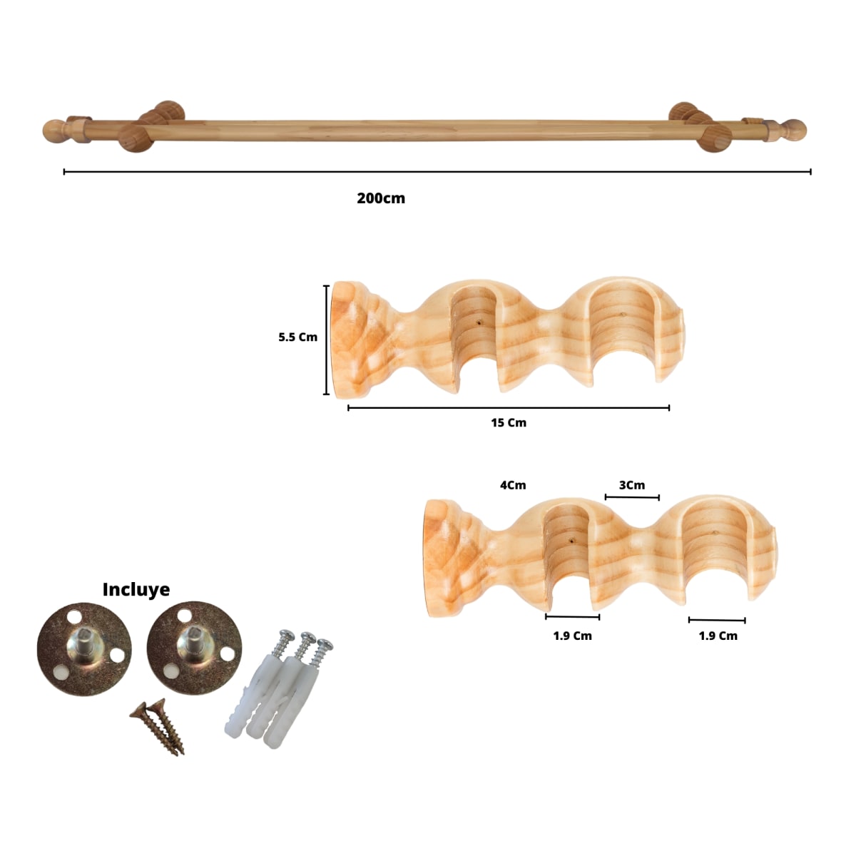 SET TUBO CORTINA MADERA NATURAL 19/28MM METALHSA3