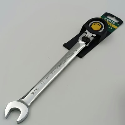 LLAVE COMBINADA CON CRIQUE CABEZA FLEX CON TRABA 3/4, PULGADAS, SAT-46909