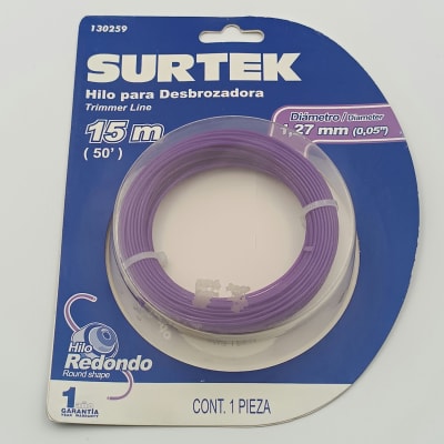 NYLON PARA DESBROZADORA EN BLISTER DE Ø 1.27 MM X 15 MT. -130259-SURTEK-199.1