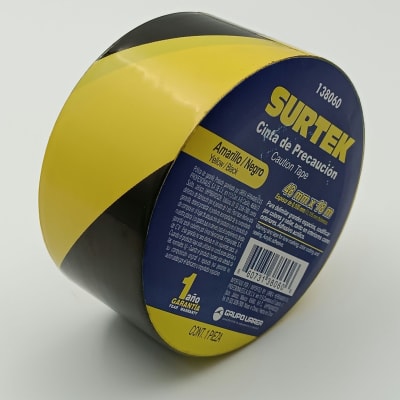 CINTA SEÑALIZACION 18 MT NEGRO-AMARILLO. -138060-SURTEK-221.