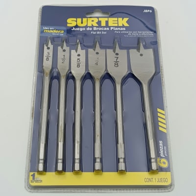 JUEGO DE 6 BROCAS PARA MADERA PLANA Ø 3/8 A 1. -JBP6-SURTEK-23.1