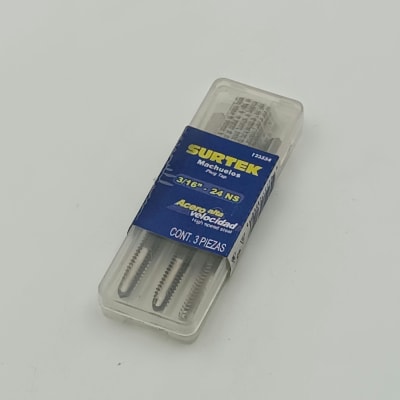 JUEGO DE TRES MACHOS ACERO ALTA VELOCIDAD Ø 3/16-24. -123554-SURTEK-98.1