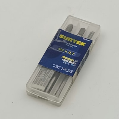 JUEGO DE TRES MACHOS ACERO AL CARBONO MILIMETRICO M4 X 0.7. -123860-SURTEK-98.