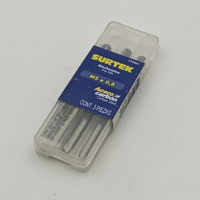 JUEGO DE TRES MACHOS ACERO AL CARBONO MILIMETRICO M5 X 0.8. -123861-SURTEK-98.