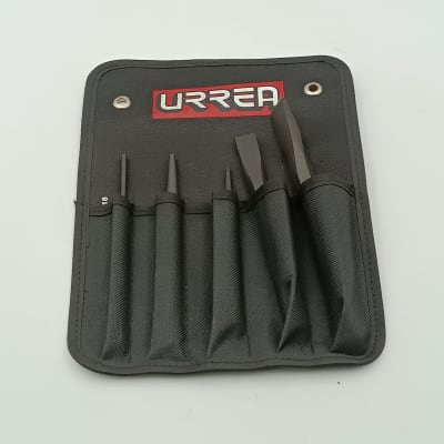 JUEGO DE CINCELES. PUNTOS Y BOTADORES 5 PIEZAS: 5/16- 1/2 - NO.4 -URREA-