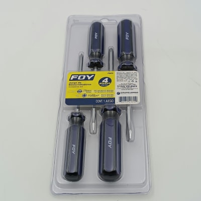 JUEGO DE 4 DESTORNILLADORES COMBINADOS MANGO PVC FDE4 - FOY-1