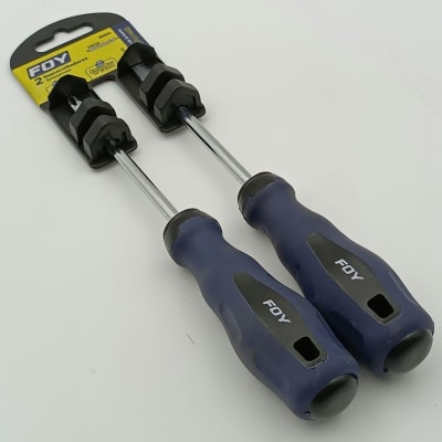 JUEGO DE 2 DESTORNILLADORES (PLANA1/4 X 4 Y PHILLIPS #2X4) MANGO BIMATERIAL . -2DB44-FOY-1