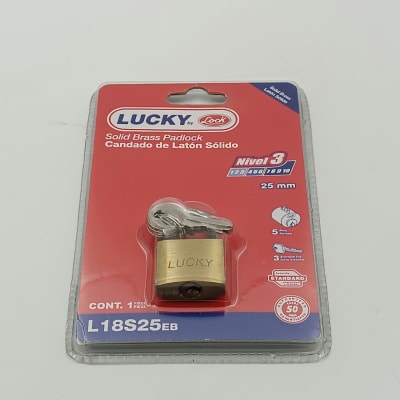 CANDADO CORTO DE LATON. LLAVE ESTÁNDAR DE 25 MM. -L18S25EB-LOCK-1
