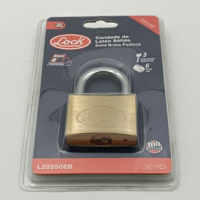 CANDADO DE LATON SOLIDO CORTO. LLAVE ESTANDARD 50 MM. -L20S50EB-LOCK-1