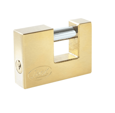 CANDADO DE LATON SOLIDO PARA CORTINA. LLAVE ESTANDARD 75 MM. -L20C75EB-LOCK-