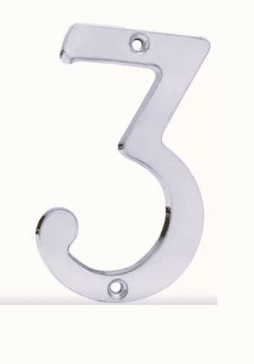 NUMERO TRES CROMO SATINADO DE 4. -L6803CS-LOCK-1
