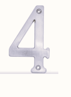 NUMERO CUATRO CROMO SATINADO DE 4. -L6804CS-LOCK-