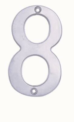 NUMERO OCHO CROMO SATINADO DE 4. -L6808CS-LOCK-1