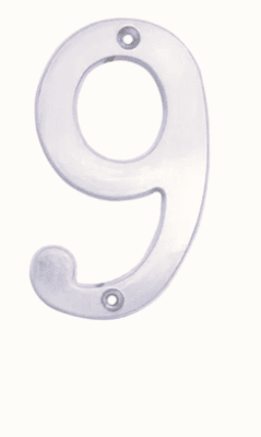 NUMERO NUEVE CROMO SATINADO DE 4. -L6809CS-LOCK-1