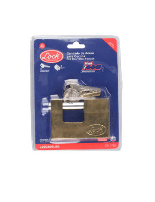 CANDADO PARA CORTINA METALICA. LATON BRILLANTE. 3 LLAVES. 80 MM. -L22C80ELBB-LOCK-1