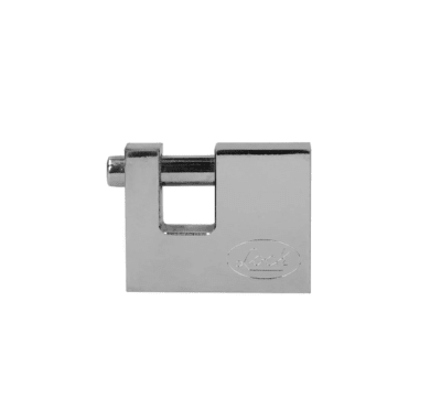 CANDADO PARA CORTINA METALICA. CROMO SATINADO. LLAVE TETRA 70 MM. -L22C70TCSB-LOCK-