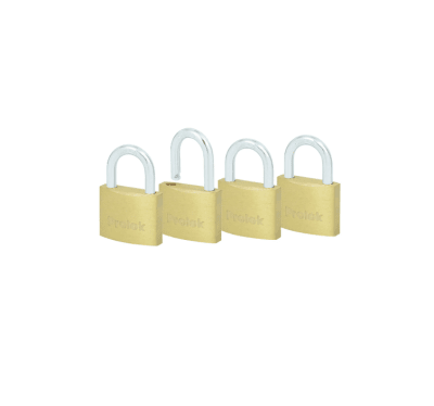 JUEGO DE CUATRO CANDADOS CORTOS DE LATON. LLAVE ESTÁNDAR DE 40 MM. -12CAP-PROLOCK-