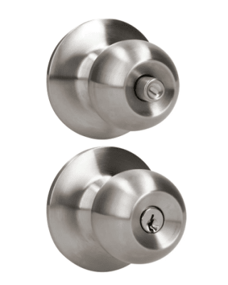 CERRADURA POMO CILINDRICO ACERO INOXIDABLE TIPO BOLA PARA DORMITORIO. 11POP-PROLOK-1