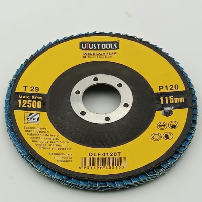 DISCO FLAP 4 1/2 PULGADAS ACERO INOX/METAL GR120. UYUSTOOLSS DLF4120T