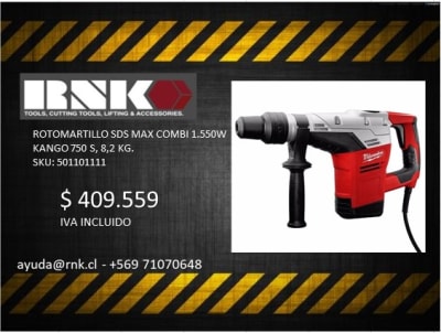 ROTOMARTILLO SDS MAX COMBI 1.550W, KANGO 750 S, 8.2 KG. MILWAUKEE