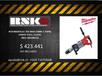 ROTOMARTILLO SDS MAX COMBI 1.700W, KANGO 950 S, 11.8 KG. MILWAUKEE