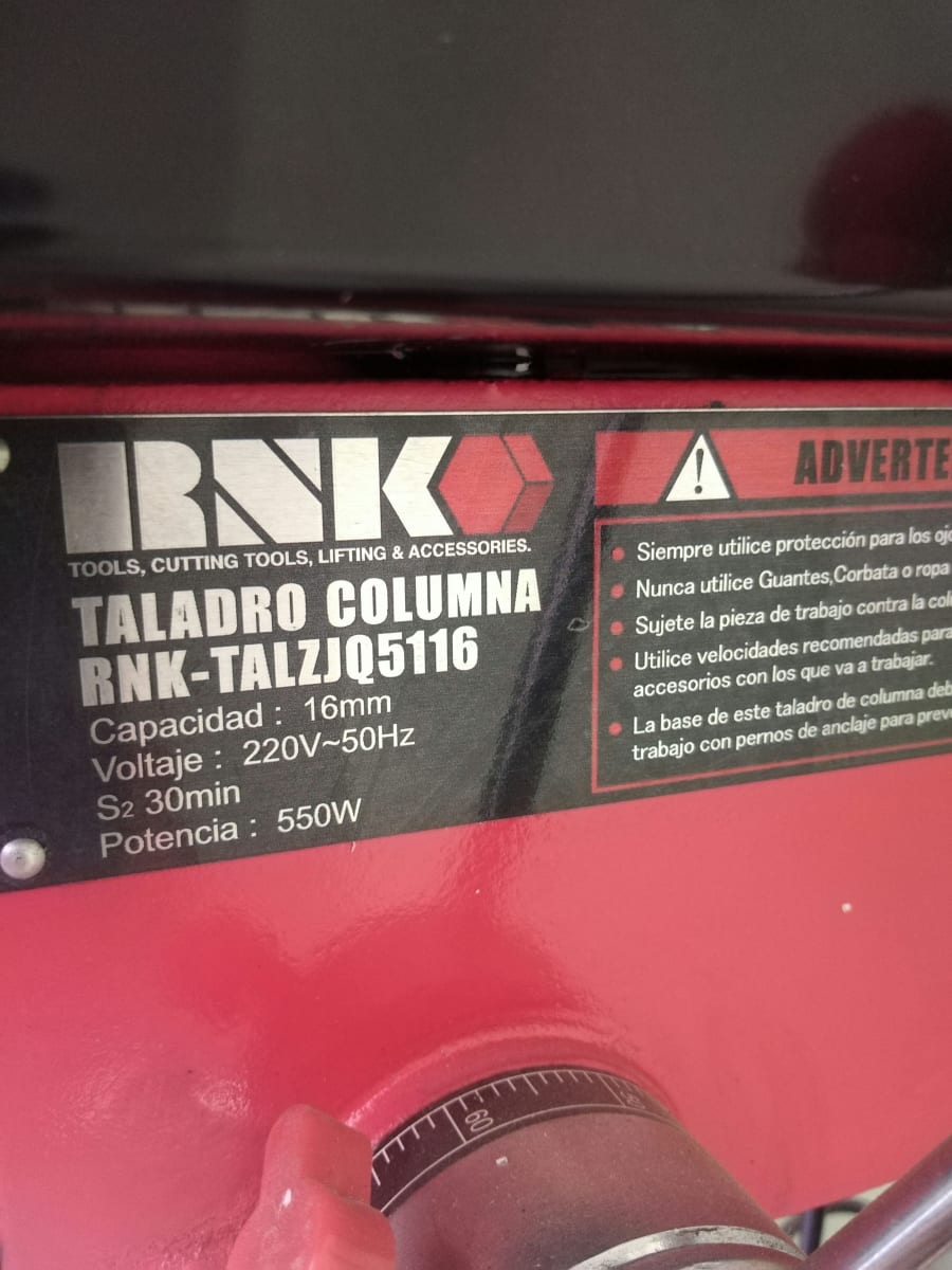 TALADRO COLUMNA RNK CAP. MANDRIL 16 MM. (5/8) 550W. ZJQ5116 0