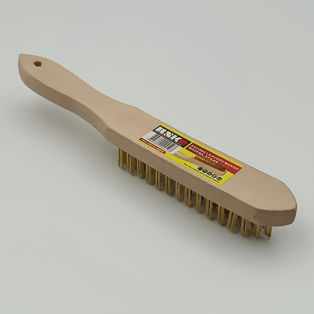 ESCOBILLA ACERO MANGO MADERA. 5 FILAS. RNK2