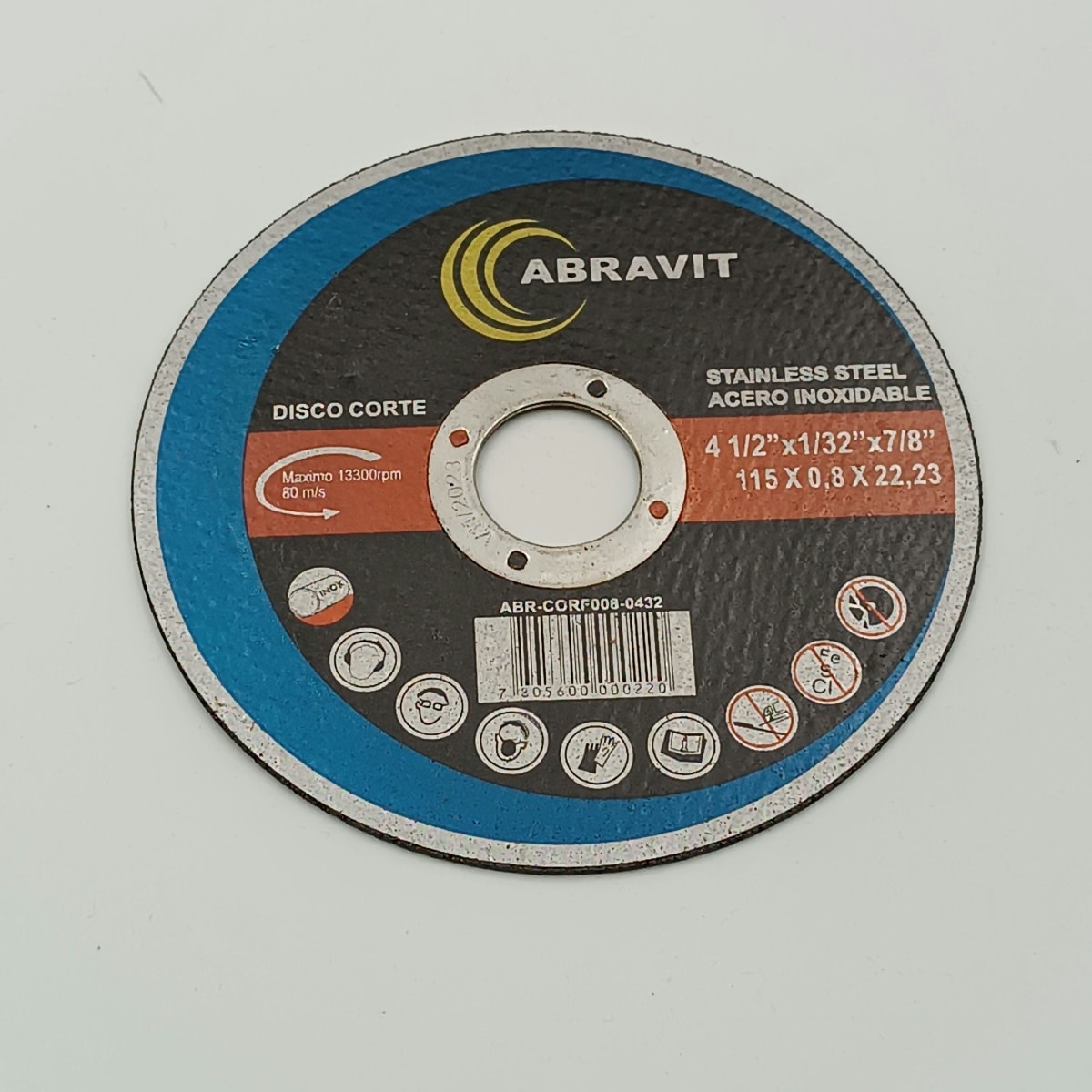 DISCO CORTE 4 1/2 X 0.8 MM. (115X0.8X22.23) ABRAVIT 0