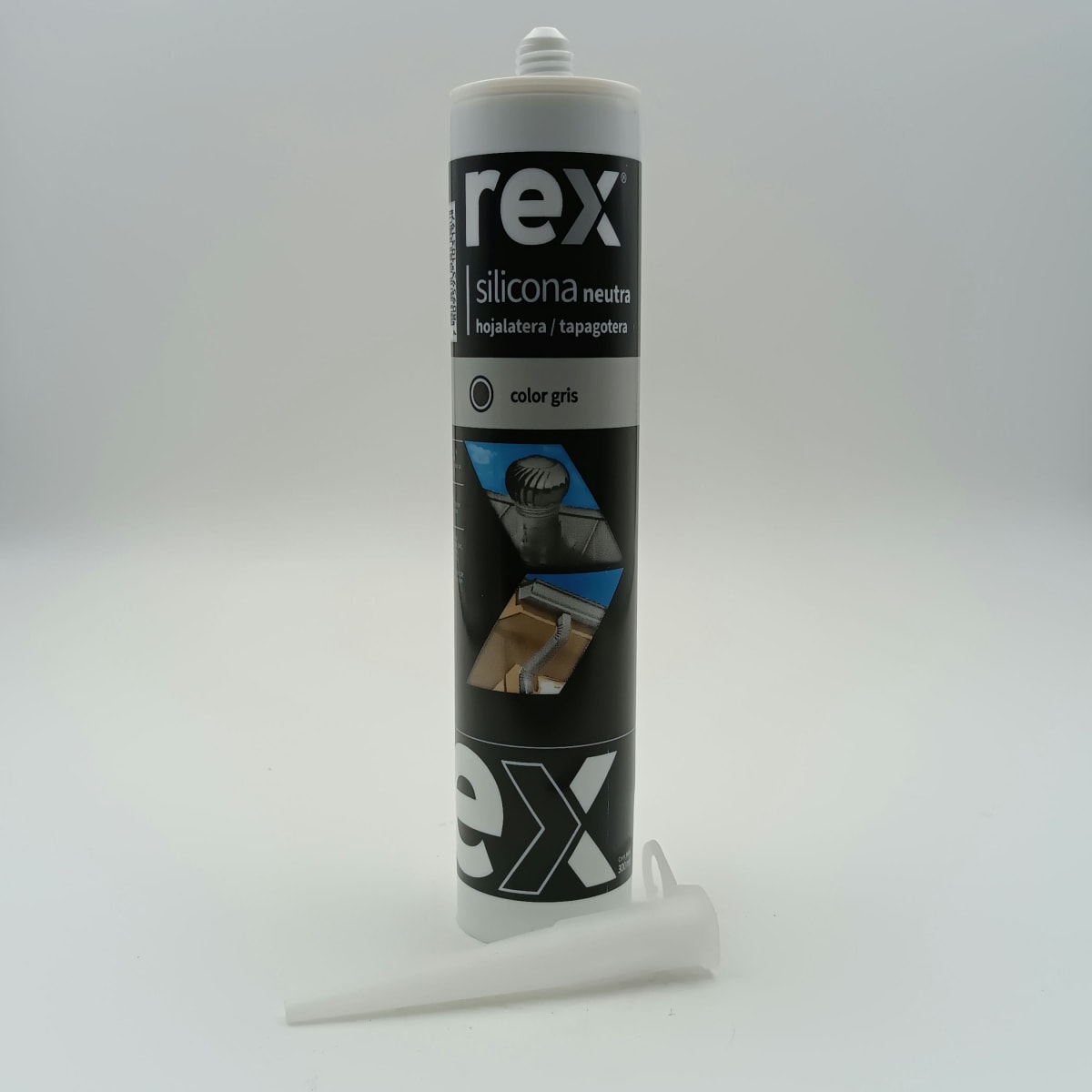 REX SILICONA NEUTRA GRIS TECHO/CANALE. CARTUCHO 300 ML 0