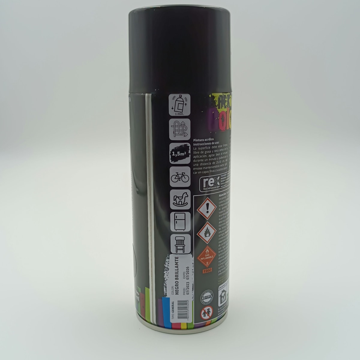 REX PINTURA SPRAY GENERAL. NEGRO BRILLANTE. 400 ML2