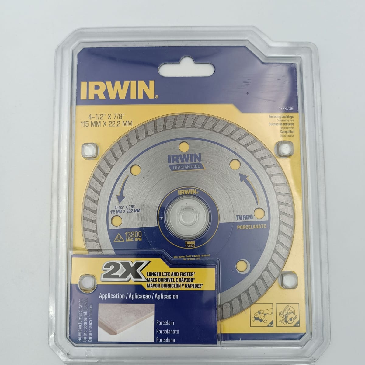 DISCO DIAMANTADO TURBO ESPECIAL IRWIN 4 1/2. 17787362