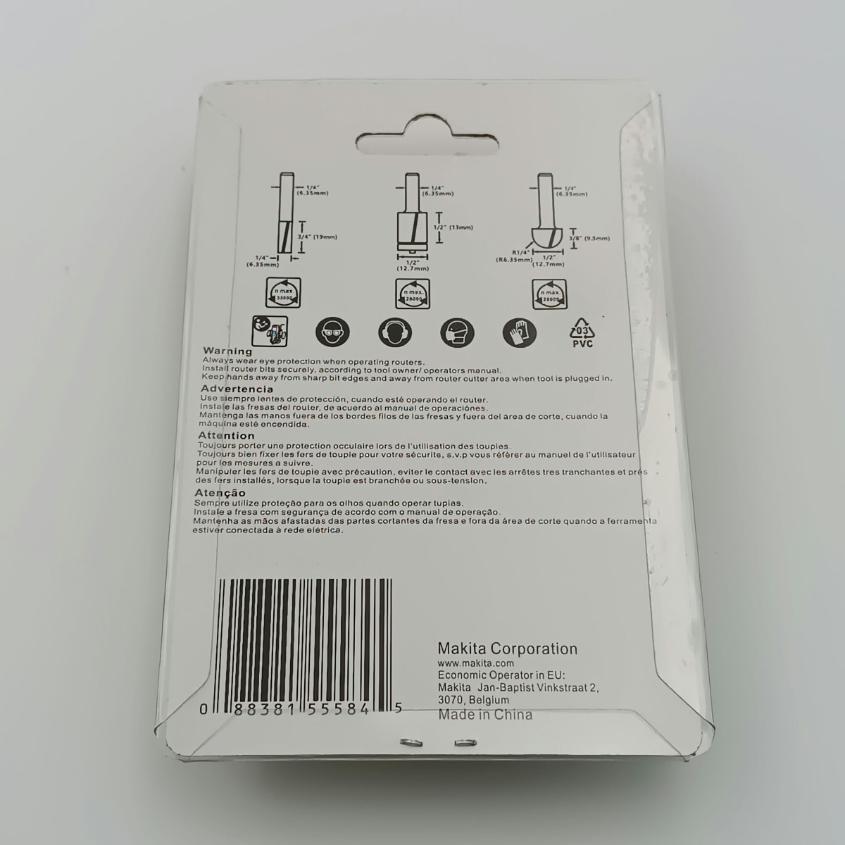 SET 3 FRESAS TOMA 1/4 .MAKITA D-704652