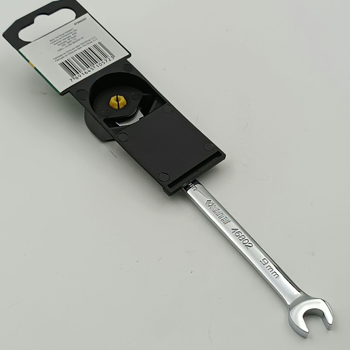 LLAVE COMBINADA CON CRIQUE CABEZA FLEX CON TRABA 9MM SAT-468022