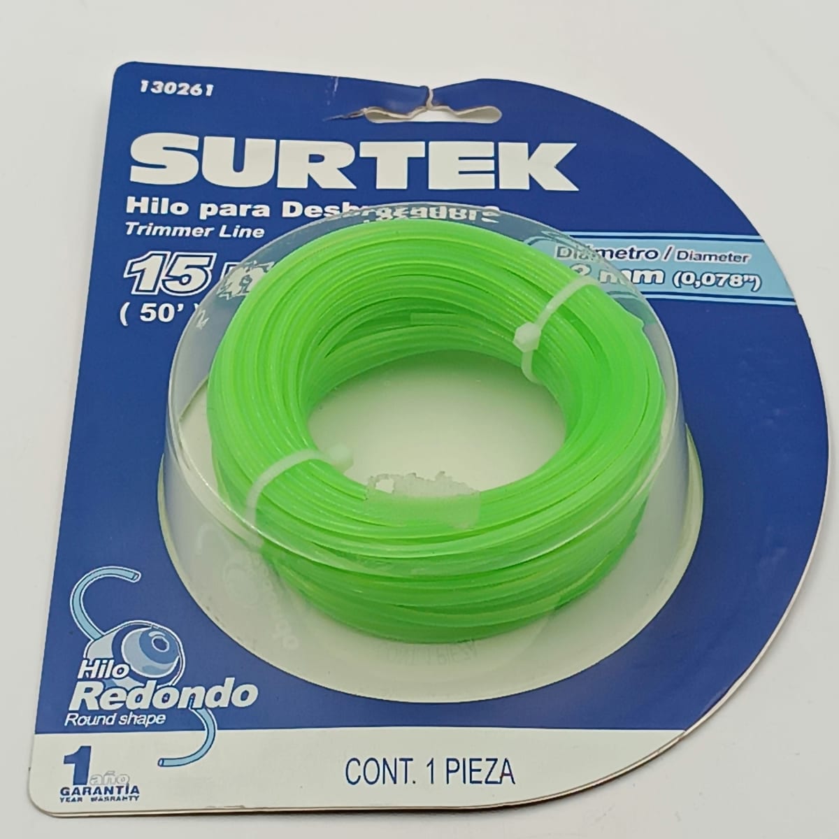 NYLON PARA DESBROZADORA EN BLISTER DE Ø 2.00 MM X 15 MT. -130261-SURTEK-199. 0