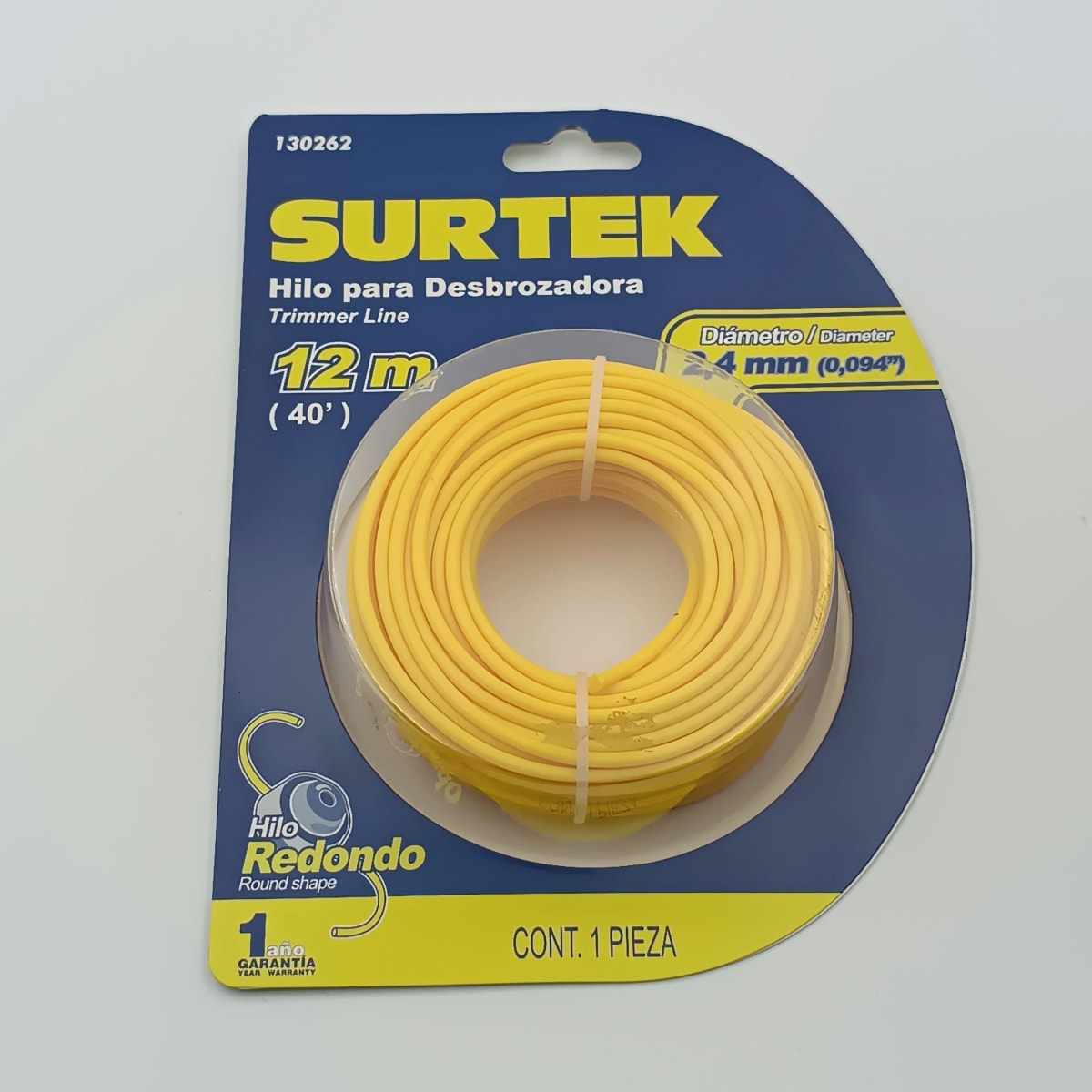 NYLON PARA DESBROZADORA EN BLISTER DE Ø 2.40 MM X 12 MT. -130262-SURTEK-199. 0