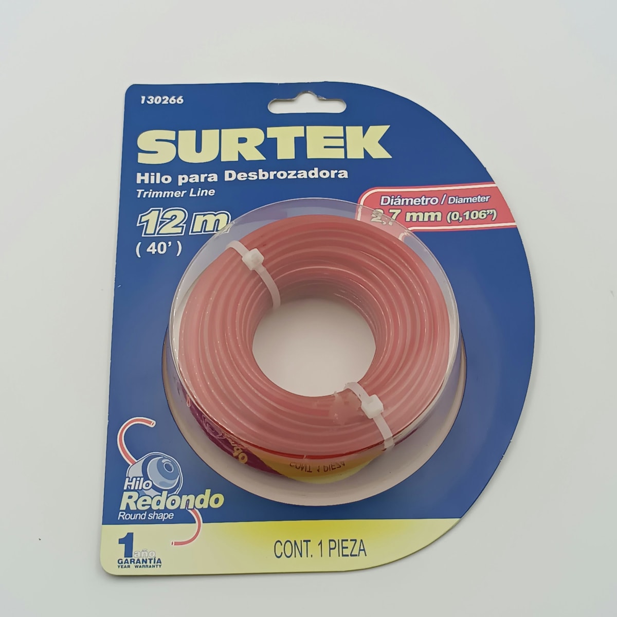 NYLON PARA DESBROZADORA EN BLISTER DE Ø 2.70 MM X 12 MT. -130266-SURTEK-199. 0