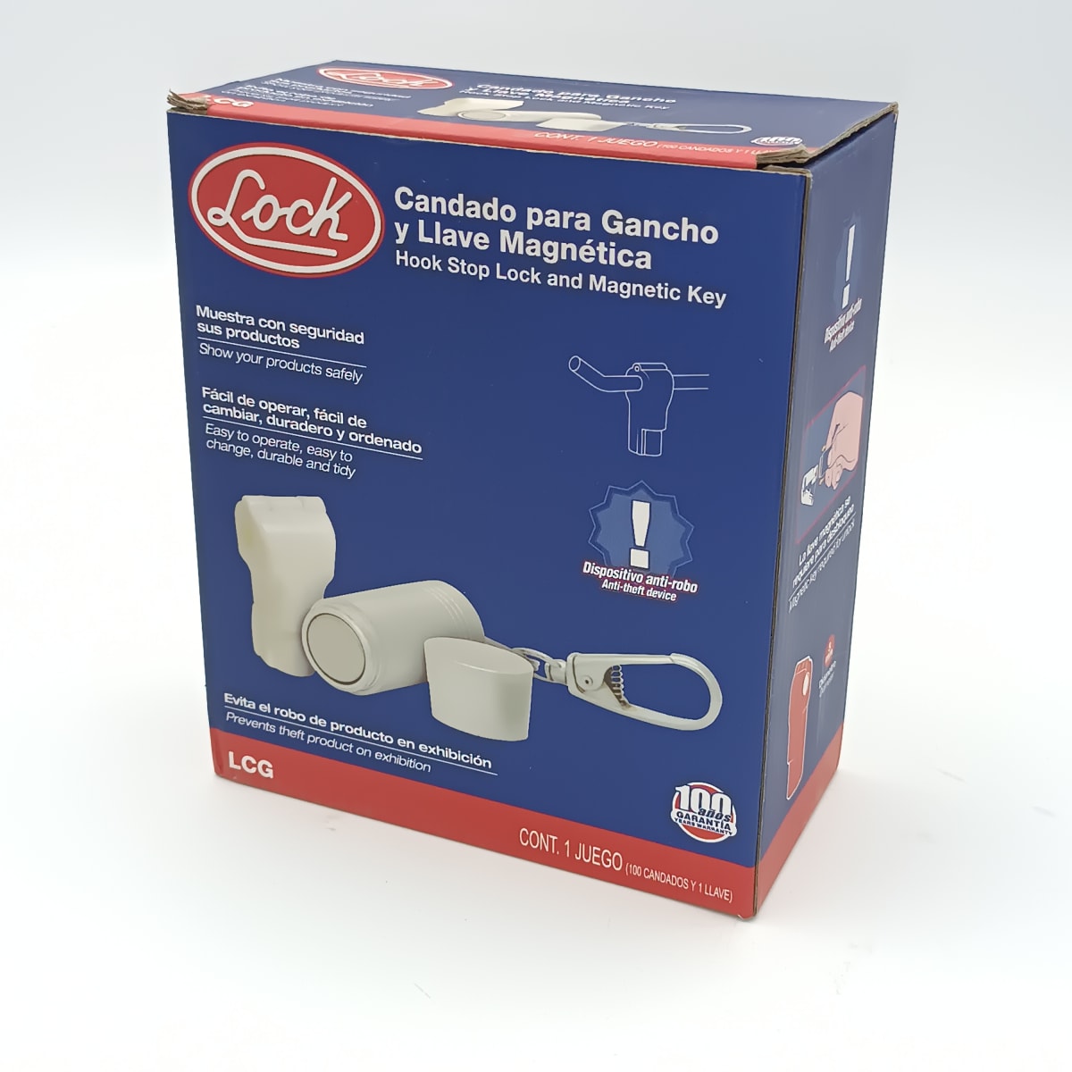CANDADO PARA GANCHO DE EXHIBICION 100 PIEZAS Y LLAVE LCG. SURTEK 290.2