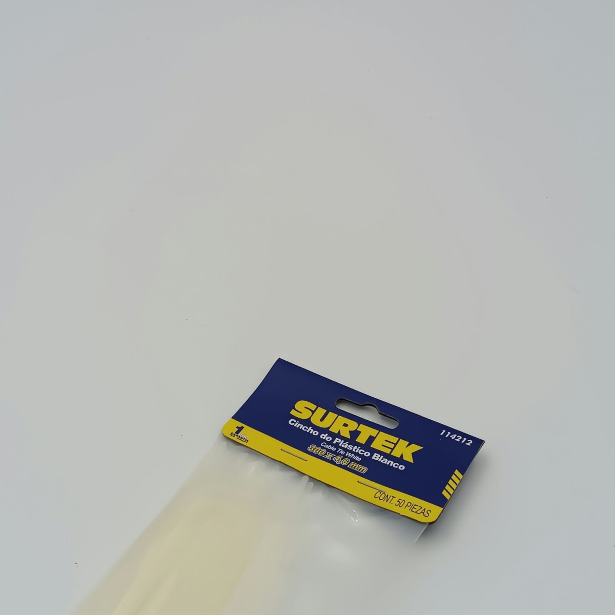 BOLSA (50 UN) AMARRA PLASTICA BLANCO 300 X 4.6 MM 114212. SURTEK 266.2