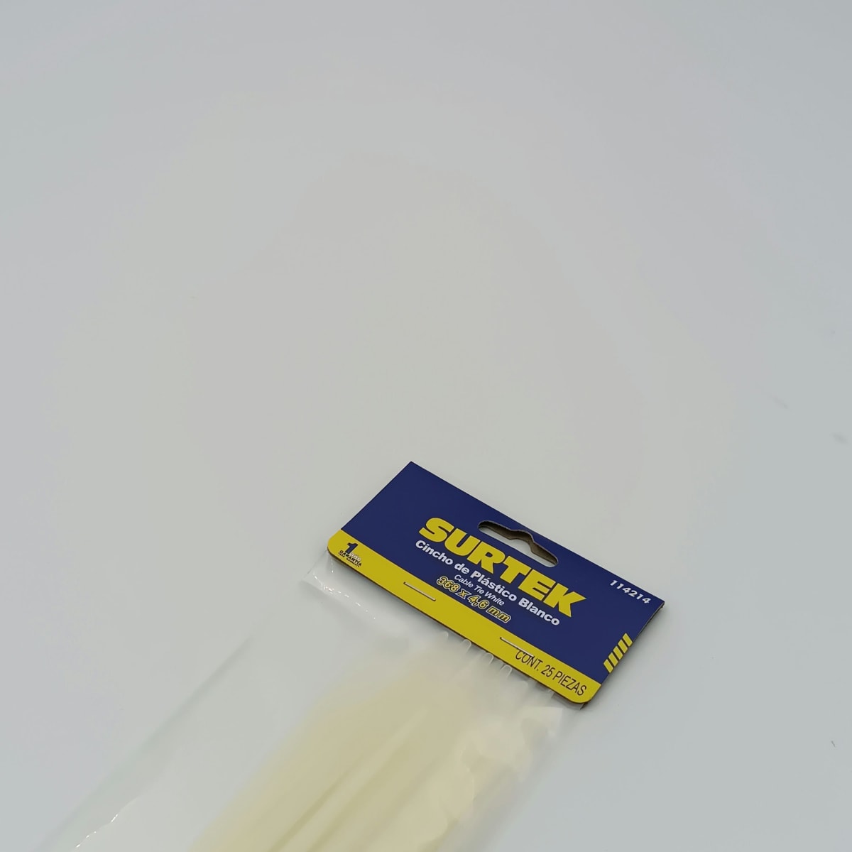 BOLSA (25 UN) AMARRA PLASTICA BLANCO 368 X 4.6 MM 114214. SURTEK 266.2