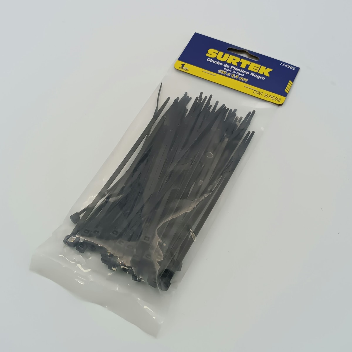 BOLSA (50 UN) AMARRA PLASTICA NEGRO 150 X 3.6 MM 114205. SURTEK 266. 0