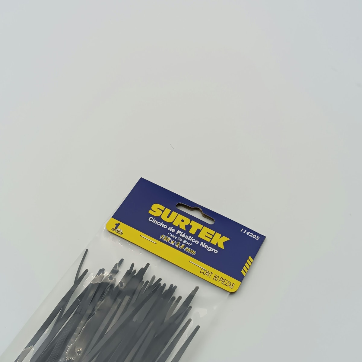 BOLSA (50 UN) AMARRA PLASTICA NEGRO 150 X 3.6 MM 114205. SURTEK 266.2