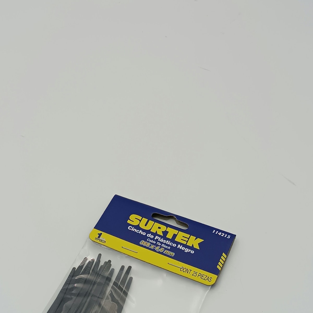 BOLSA (25 UN) AMARRA PLASTICA NEGRO 368 X 4.6 MM 114215. SURTEK 266.2