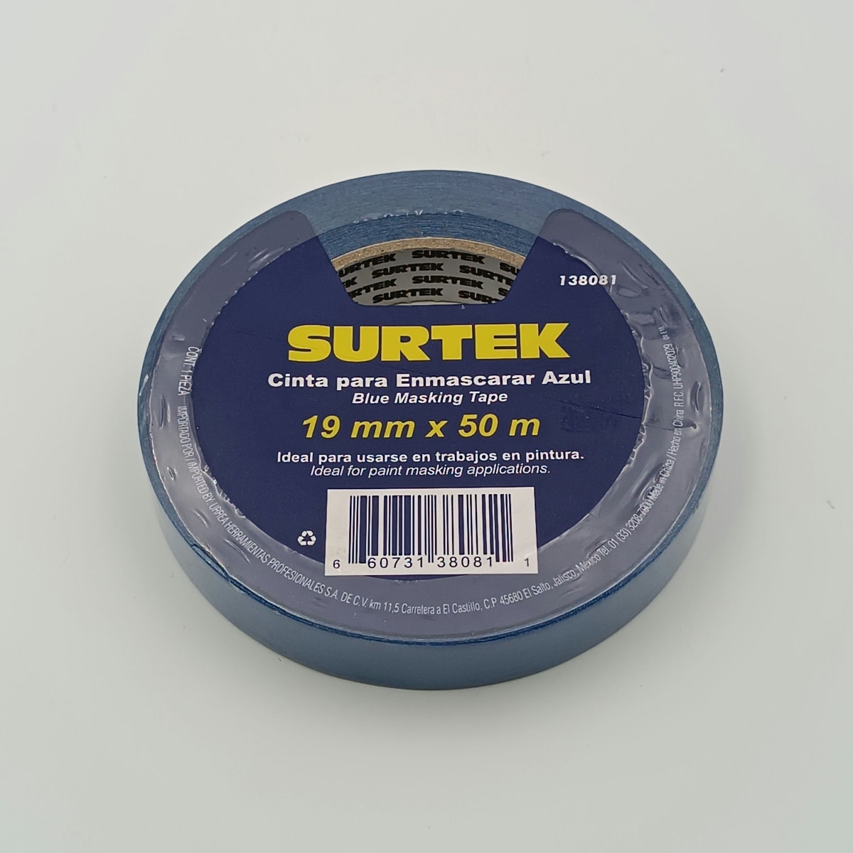 CINTA MASKING TAPE AZUL Ø 3/4 X 50 METROS 138081. SURTEK 267.2