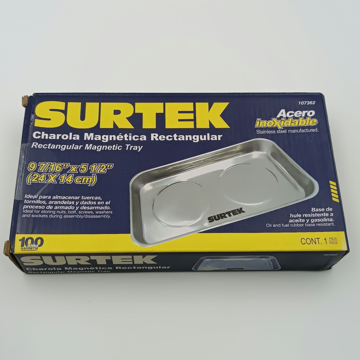 BANDEJA MAGNETICA RECTANGULAR 24 X 14 CM. -107362-SURTEK-145.3