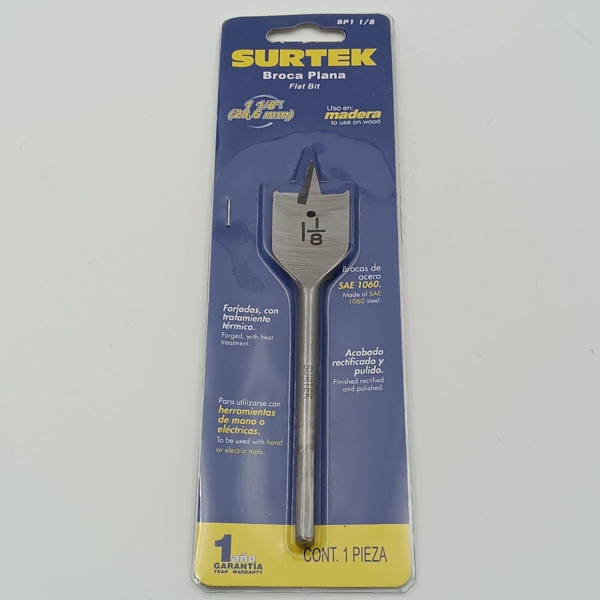 BROCA PARA MADERA PLANA DE Ø 1-1/8. -BP11/8-SURTEK-232