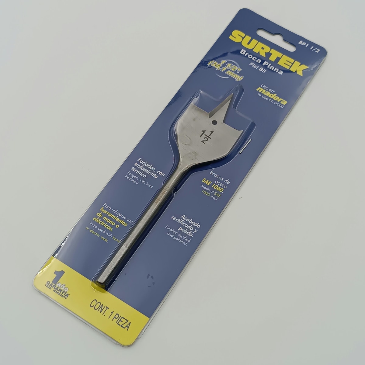 BROCA PARA MADERA PLANA DE Ø 1-1/2. -BP11/2-SURTEK-232