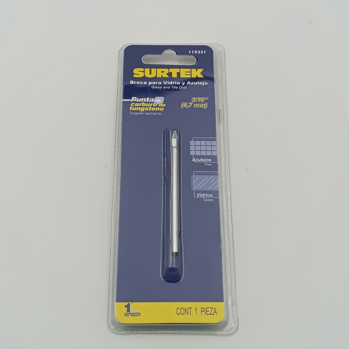 BROCA PARA VIDRIO Y AZULEJO DE Ø 3/16. -119351-SURTEK-23.2