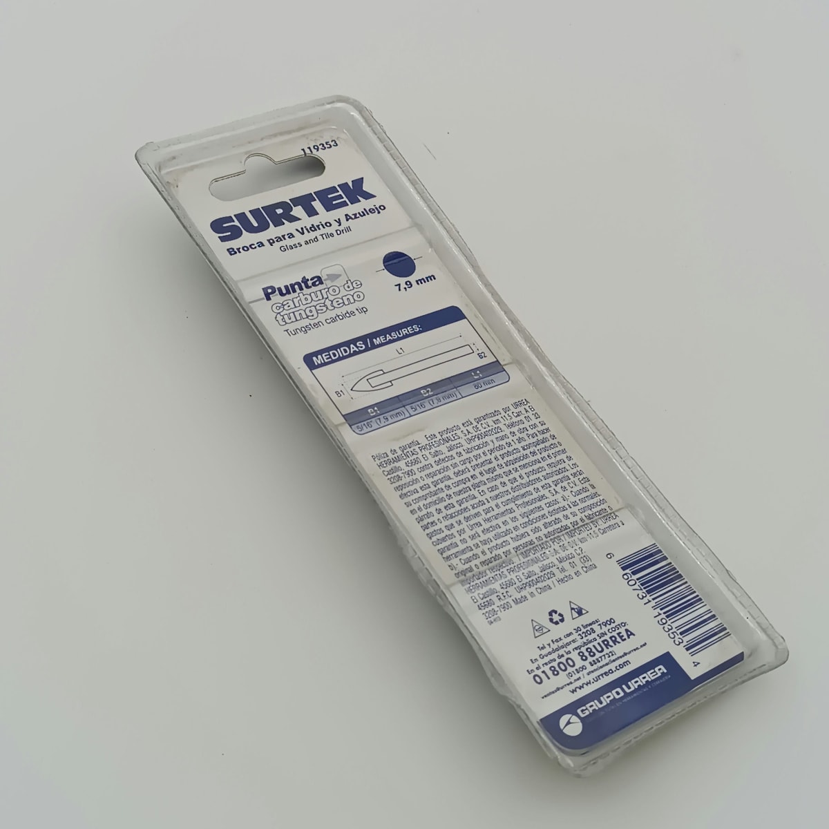 BROCA PARA VIDRIO Y AZULEJO DE Ø 5/16. -119353-SURTEK-23. 0